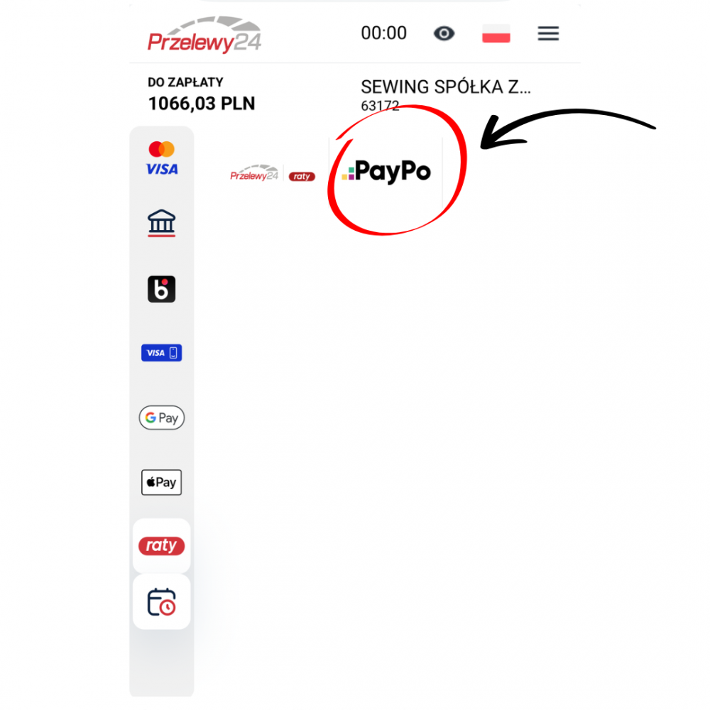 Wybór płatności PayPo