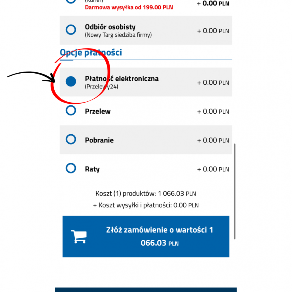 Wybór płatności Przelewy24